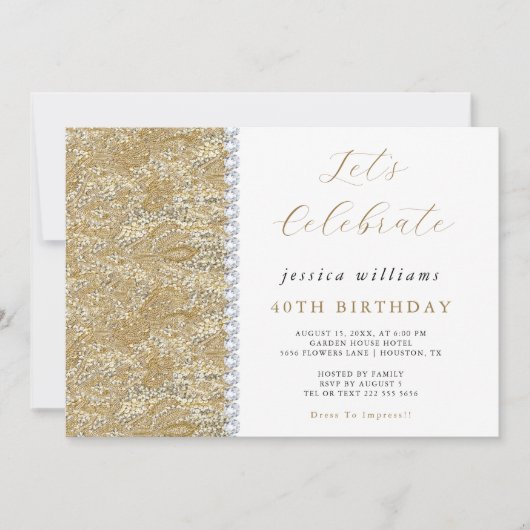 Posh Sequins & Diamonds Gouden Verjaardag Kaart (Voorkant)