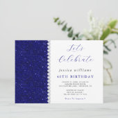 Posh Sequins & Diamonds Navy Verjaardag Kaart (Staand voorkant)