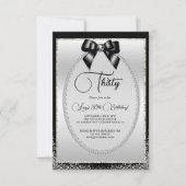 Posh Silver, Black Gem Bow & Glitter Verjaardag Kaart (Voorkant)