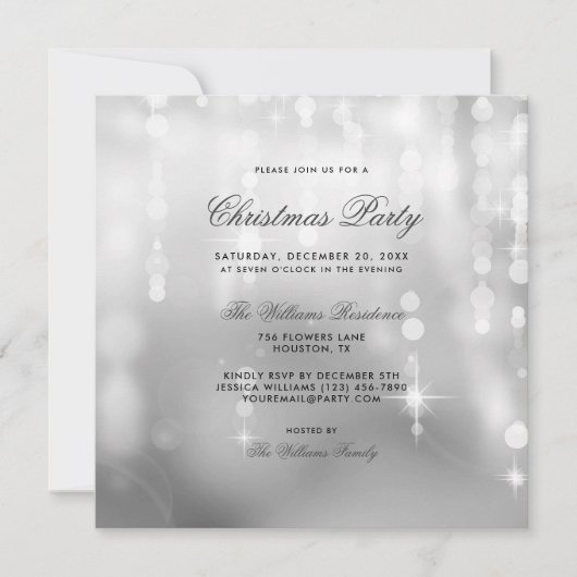 Posh Silver Lights Bokeh Kerstmis Kaart (Voorkant)