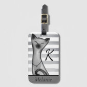 Posh Snooty Cat Striped Specified Bagagelabel (Voorkant (verticaal))