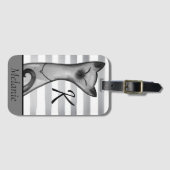 Posh Snooty Cat Striped Specified Bagagelabel (Voorkant (horizontaal))