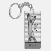 Posh Snooty Cat Striped Specified Sleutelhanger (Voorkant Links)