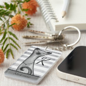 Posh Snooty Cat Striped Specified Sleutelhanger (Voorkant Rechts)