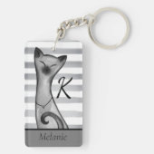 Posh Snooty Cat Striped Specified Sleutelhanger (achterkant)