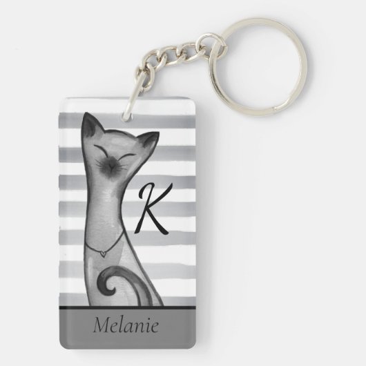 Posh Snooty Cat Striped Specified Sleutelhanger (achterkant)