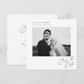 Posh Square Save The Date Foto Minimal Kaart (Voorkant / Achterkant)