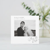 Posh Square Save The Date Foto Minimal Kaart (Staand voorkant)