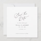 Posh Square Save The Date Foto Minimal Kaart (Achterkant)