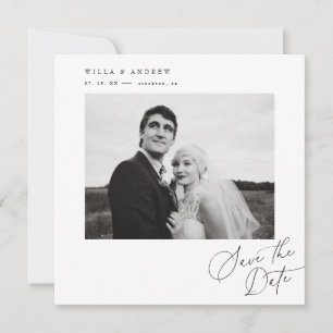 Posh Square Save The Date Foto Minimal Kaart