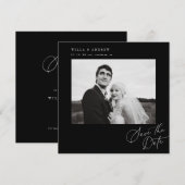 Posh Square Save The Date Foto Minimal Kaart (Voorkant / Achterkant)