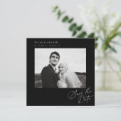 Posh Square Save The Date Foto Minimal Kaart (Staand voorkant)