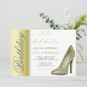 Posh Stiletto & Diamonds Gouden Verjaardag Kaart (Staand voorkant)