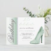 Posh Stiletto & Diamonds Groene Verjaardag Kaart (Staand voorkant)