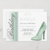 Posh Stiletto & Diamonds Groene Verjaardag Kaart (Voorkant / Achterkant)