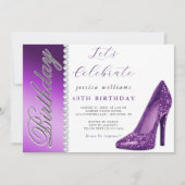 Posh Stiletto & Diamonds Paarse verjaardag Kaart (Voorkant)