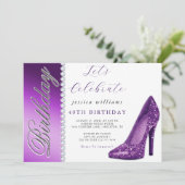 Posh Stiletto & Diamonds Paarse verjaardag Kaart (Staand voorkant)