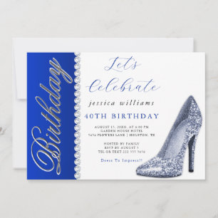 Posh Stiletto & Diamonds Royal Blue Verjaardag Kaart