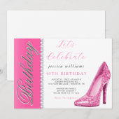 Posh Stiletto & Diamonds Roze Verjaardag Kaart (Voorkant / Achterkant)