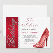 Posh Stiletto & Diamonds Ruby Red Verjaardag Kaart (Voorkant / Achterkant)