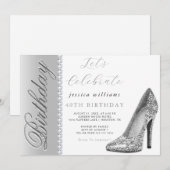 Posh Stiletto en diamanten zilveren verjaardag Kaart (Voorkant / Achterkant)