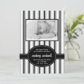 Posh Stripes Foto geboorteaankondiging Aankondiging (Staand voorkant)