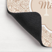 Posh Tan Damask Patroonmonogram met naam Muismat (Hoek)