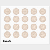 Posh Tan Damask Patroonmonogram met naam Ronde Sticker (Vel)