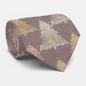 Posh Tree Patroon | Champagne Taupe Kerstmis Stropdas (Opgerold)