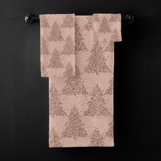 Posh Tree Patroon | Glam Roos Gold Blush Christmas Bad Handdoek