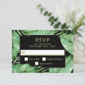 Posh Tropical Vibe Wedding RSVP Kaartje (Staand voorkant)