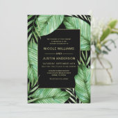 Posh Tropische Vibe Bruiloft Uitnodiging (Staand voorkant)