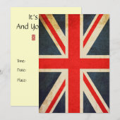 Posh Union Jack Custom Invitation (Verticaal) Kaart (Voorkant / Achterkant)