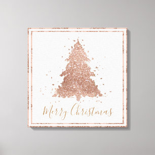 Posh Vrolijk Kerstfeest   Glam Roos Gold Blush Tre Canvas Afdruk