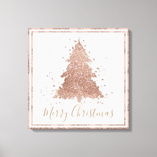 Posh Vrolijk Kerstfeest | Glam Roos Gold Blush Tre Canvas Afdruk (Voorkant)