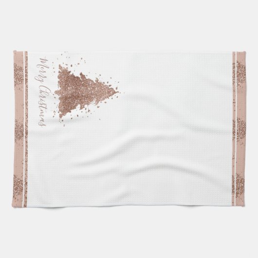 Posh Vrolijk Kerstfeest | Glam Roos Gold Blush Tre Theedoek (Horizontaal)