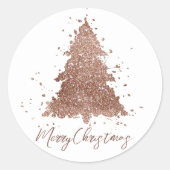 Posh Vrolijk Kerstfeest | Glam Roos Gold Tree Cust Ronde Sticker (Voorkant)