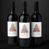 Posh Vrolijk Kerstfeest | Glam Roos Gold Tree Cust Wijn Etiket