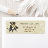 Posh Wedding Cats Ivory Floral Adres Label (Insitu)