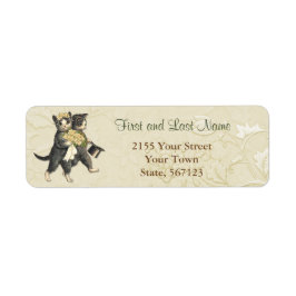Posh Wedding Cats Ivory Floral Adres Label