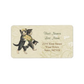 Posh Wedding Cats Ivory Floral Adres Label (Voorkant)