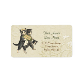 Posh Wedding Cats Ivory Floral Adres Label
