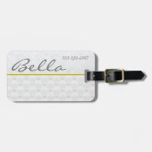 Posh wit satijn & goud bagagelabel (Voorkant horizontaal)