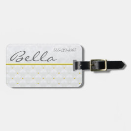 Posh wit satijn & goud bagagelabel
