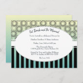 Posh Yellow and Blauwgroen Rehearsal Dinner Invite Kaart (Voorkant / Achterkant)