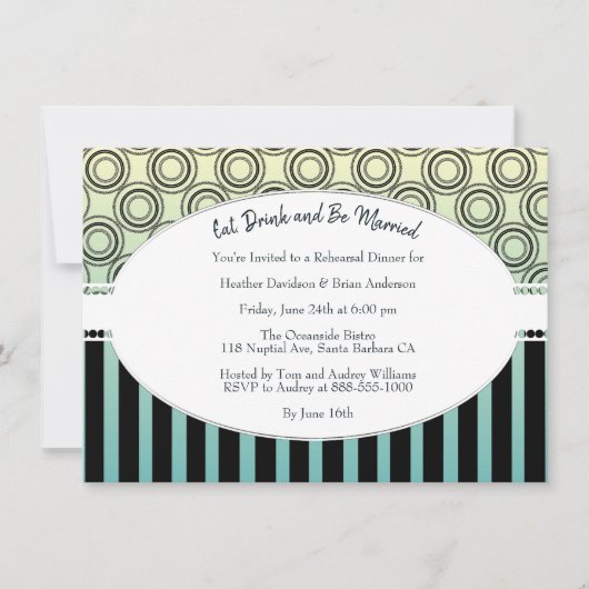 Posh Yellow and Blauwgroen Rehearsal Dinner Invite Kaart (Voorkant)