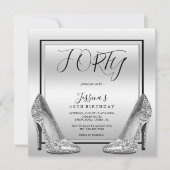 Posh Zilvers & Zilveren Stiletto's 40e verjaardag Kaart (Voorkant)