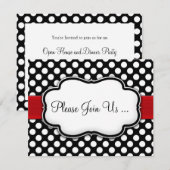 Posh Zwart en Wit Polka Dot Uitnodigingen (Voorkant / Achterkant)