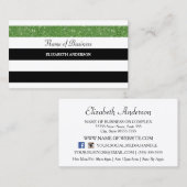 Posh Zwart en Witte Strepen Groene FAUX Glitz Visitekaartje (Voorkant / Achterkant)