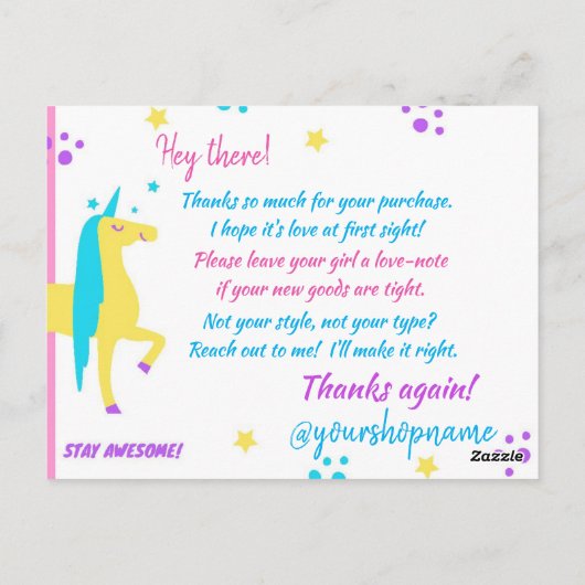 Poshmark Reseller bedankt kaarten! Briefkaart (Achterkant)